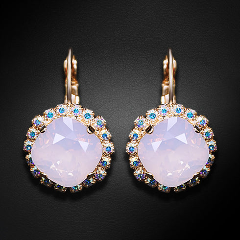 Auskarai "Apakintas Spindesys III (Rožių Vandens Opalas)" su Swarovski™ kristalais